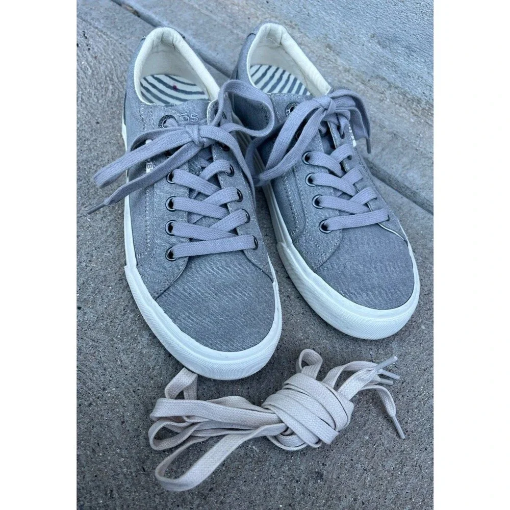 Taos Plim Soul Women's 7.5 Gray Canvas Lace-Up Sneakers - Picture 12 of 13